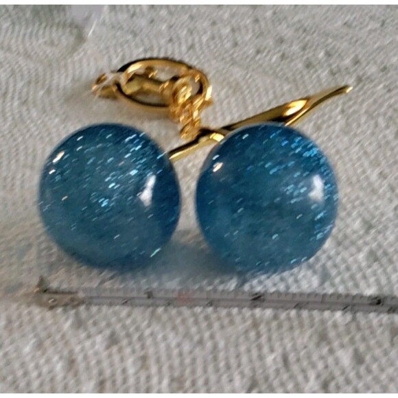 Glitter Blue Cherries Acrylic Bag Charm/Key Chain 1.25" Diameter Each Cherries - Picture 3 of 4